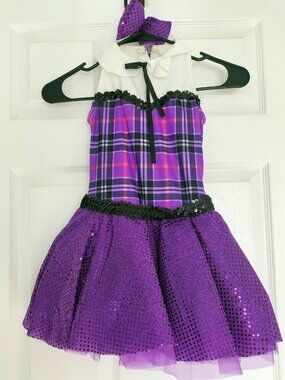 💜 Little Girls’ Awish Come True Dress + Matching Clip‑On Bow – Size MC